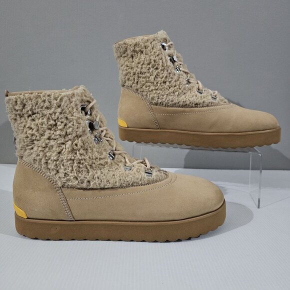 NEW Larroude Vail Ankle Bootie Womens 11 Tan Leather Waterproof Shearling Winter - Picture 3 of 13